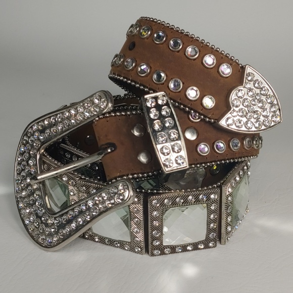 Nocona Belt Co Womens Distressed Scroll Triquoise Cross Buckle Belt